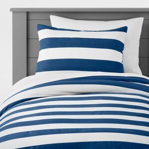 Pillowfort - Full/Queen Rugby Striped Kids' Duvet Cover Navy -  Rugby Striped